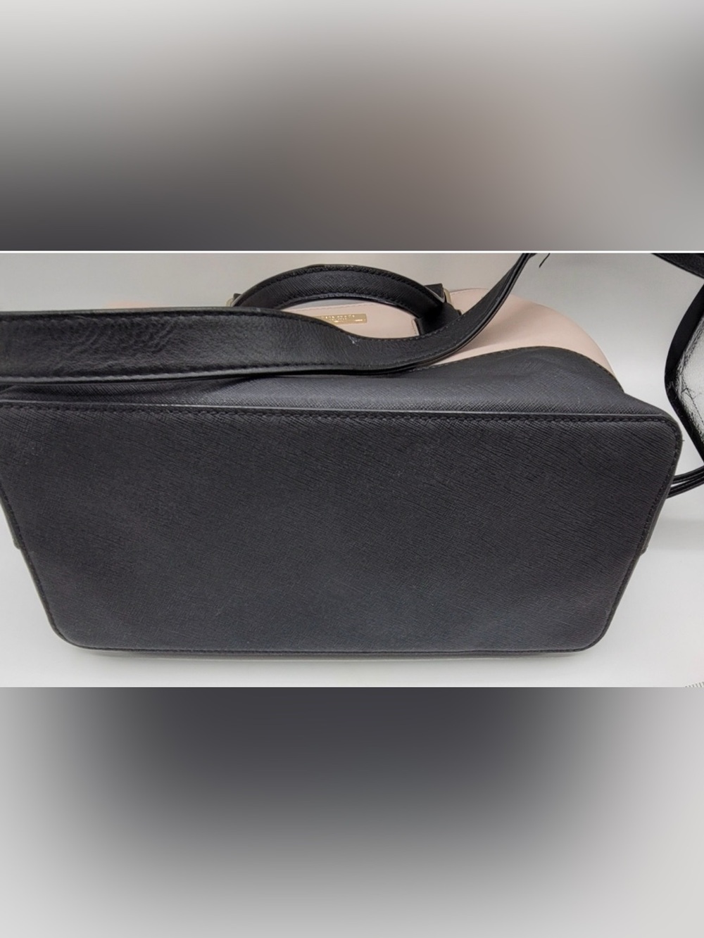 Kate Spade Laurel Way Evangelie Saffiano Leather Satchel Handbag Almond/Black - Picture 11 of 13